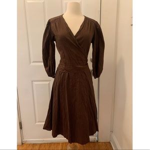 Brown Calypso silk wrap dress